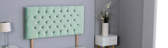 "Duck Egg Plush Velvet Chesterfield Headboard Multi 6FT Superking 26""inch Headboard"