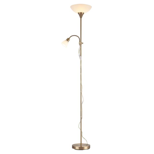 Antique Brass Mother and Child Floor Lamp with Reading Light