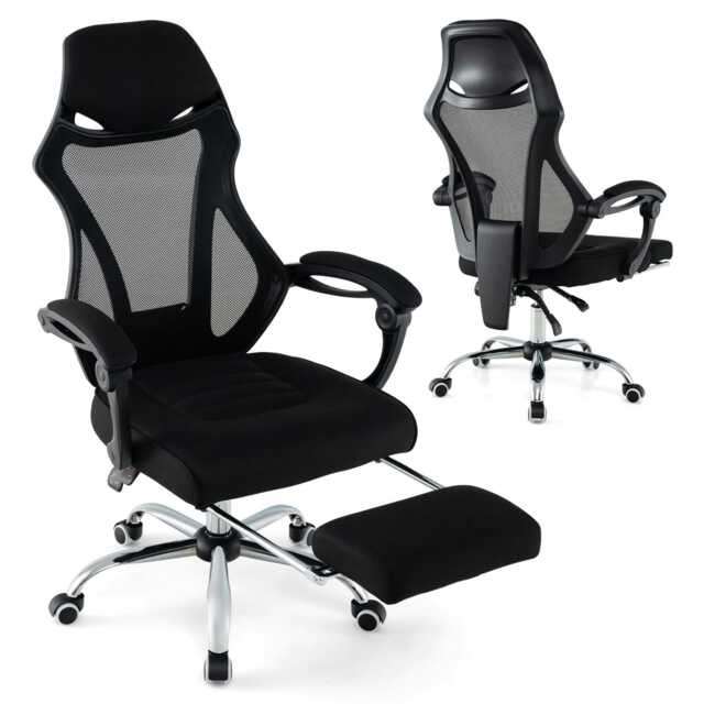 COSTWAY Ergonomic Mesh Office Chair Adjustable w/Footrest Black