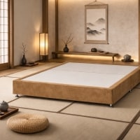 Kyoto Low Platform Divan Bed 5FT Kingsize Mink Plush Velvet