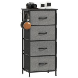HOMCOM Fabric Chest of Drawers, 4 Drawer Dresser for Bedroom, Charcoal Grey Grey