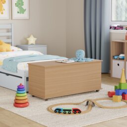 Vida Designs Leon Kids Bedroom Storage Ottoman Toy Box - Pine