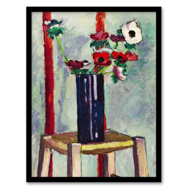 "Anemones Vase Still Life Henry Lyman Sayen Framed Wall Art Print 12X16"""
