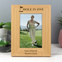 Personalised Oak Finish 6x4 Golf Photo Frame Brown One Size