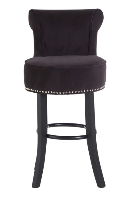 Orsina Black Velvet Bar Chair, Comfortable Seating Breakfast Bar Chair, Footrest Living Bar Chair Kitchen