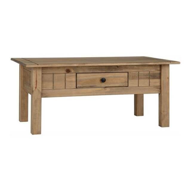 Panama 1 Drawer Coffee Table - L60 x W100 x H44 cm - Natural Wax Brown
