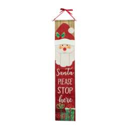 1.2m Battery Operated Light up Hanging Christmas Santa Stop Here Fabric Banner with LEDs