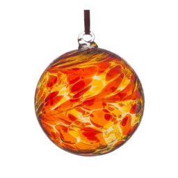 Sienna Glass Hanging Ornament 8cm Friendship Ball - Red & Yellow
