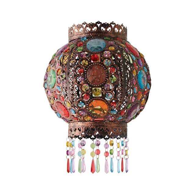 ValueLights Bazaar Moroccan Jewelled Bronze Ceiling Shade and Bulb
