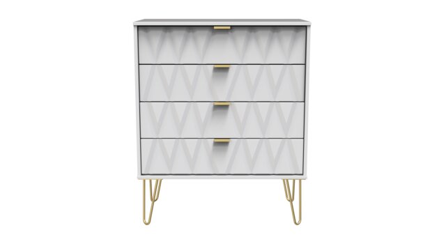 Dallas 4 Drawer Chest of Drawers in White Matt (Ready Assembled) White White Matt
