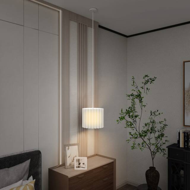 HOMCOM Linen Pendant Light, Bedside Ceiling Lamps with E27 Bulb, Modern Hanging Lights for Living Room, Bedroom, Kitchen, Hallway, White