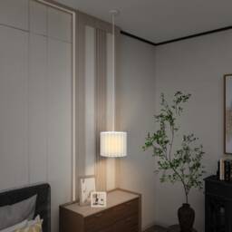 HOMCOM Linen Pendant Light, Bedside Ceiling Lamps with E27 Bulb, Modern Hanging Lights for Living Room, Bedroom, Kitchen, Hallway, White