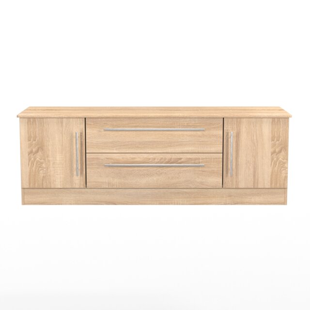 Carlton 2 Door 2 Drawer Wide TV Unit in Bardolino Oak (Ready Assembled) Brown Bardolino Oak
