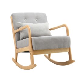 Living and Home Contemporary Linen Buttoned Rocking Chair