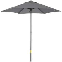 Outsunny 2m Parasol Patio Umbrella, Outdoor Sun Shade with 6 Ribs Dark Grey