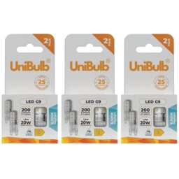 UniBulb LED G9 200lm 1.8W (Replaces 20W) 6500K (Daylight) Capsule Light Bulb - Pack of 6