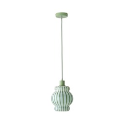 ValueLights Taffy Green Stripe Glass Pendant Ceiling Light Green