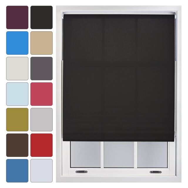 FURNISHED Daylight Sheer Roller Window Blinds Made to Measure Black Black (W) 60cm x (L) 210cm