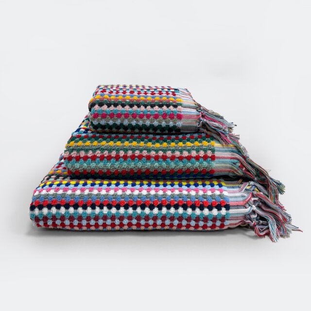 Popcorn Textured Recycled Cotton Tasselled Bath Towels Multi Bath sheet 1
