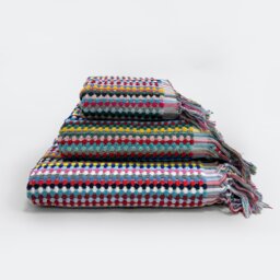 Popcorn Textured Recycled Cotton Tasselled Bath Towels Multi Bath sheet 1