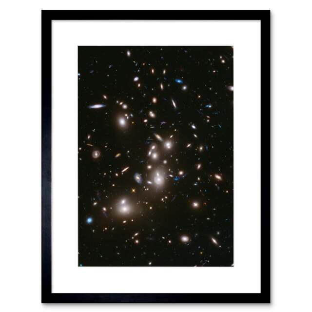 "Hubble Space Deep Field Abell 2744 Pandora's Galaxy 9x7"" Black Framed Wall Art Print"
