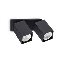 Dynamite Square Twin Ceiling Spotlight Black 2x GU10