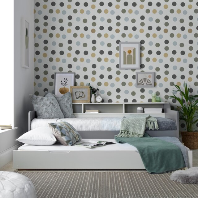 Tyler Grey And White Guest Bed And Trundle With Clay Orthopaedic Mattresses