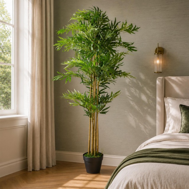 150cm Leaf Design UK Realistic Artificial Bamboo Plants / Trees Green 5ft