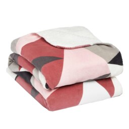 OHS Geometric Shapes Fleece Blanket, 150x180cm - Blush Pink