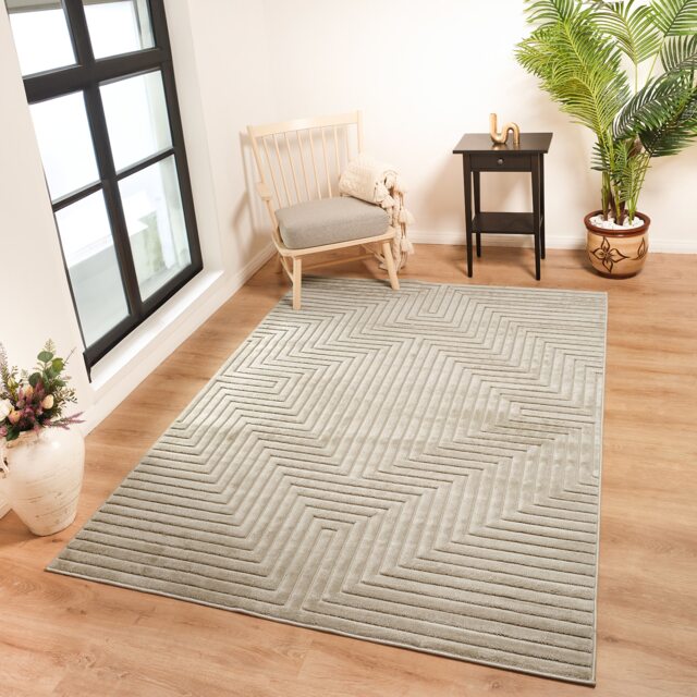 LIVABLISS Le Mans-Modern 3D High & Low Pile Textured In- & Outdoor Rug 200 x 275 cm Beige