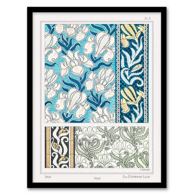 Maurice Pillard Verneuil Framed Wall Art Print Iris Flower Ornamental Home Décor