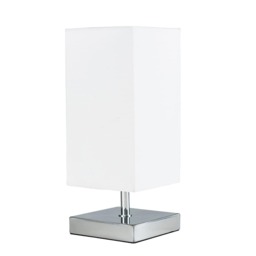 ValueLights Yuko Chrome Touch Table Lamp With White Shade Silver White