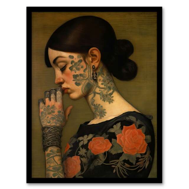 Dare Be Different Tattooed Female Home Decor Black Framed Wall Art Print A4