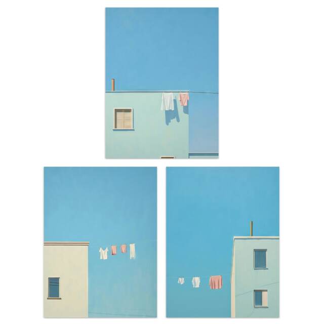 Set of 3 Prints Laundry Day Washing Line Utility Room Minimalist Home Decor Wall Art Prints 12X16 Inch