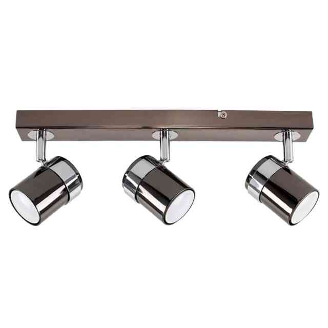 ValueLights Rosie 3 Way Black Chrome Ceiling Bar Spotlight