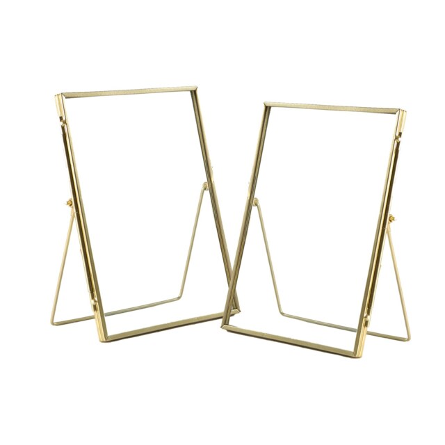 "Nicola Spring Standing Metal Photo Frames - Picture Frame Freestanding Frame Display Poster Frame - Set of 2 Gold Gold 6"" x 8"""