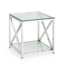 Monaco Lamp Table in Glass and Silver