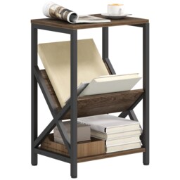 HOMCOM Narrow Side Table, End Table with 3-Tier Storage for Living Room Yellow