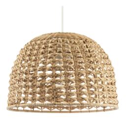 Vintage Intricate Woven Lattice Light Toned Rattan Pendant Light Shade