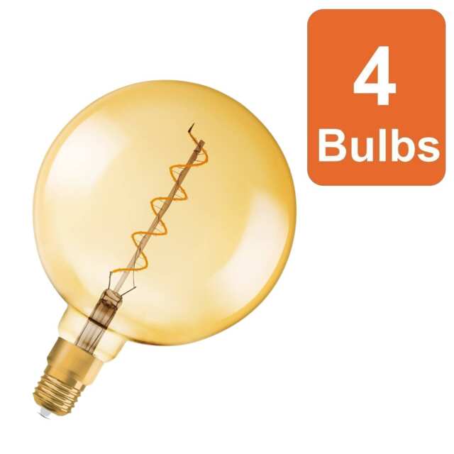 Osram Vintage 1906 Big Globe 28 Filament DIM Lamp 4W 820 Gold E27 4 Pack