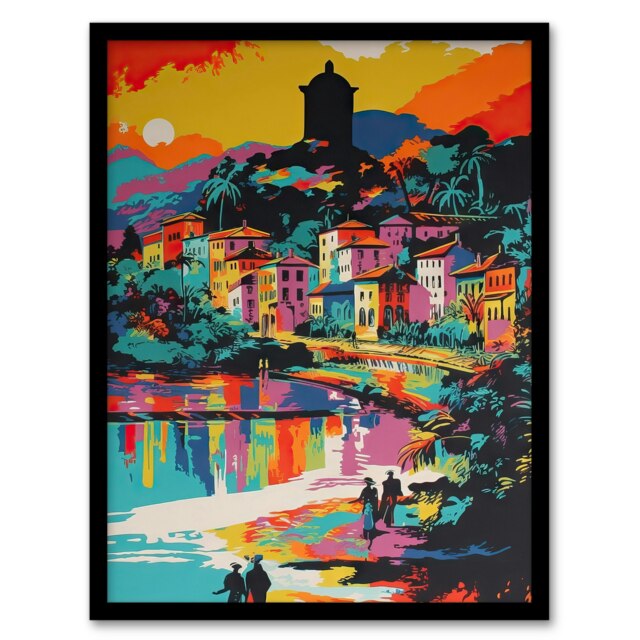 Guanabara Bay Rio De Janeiro Brazilian Beach Black Framed Wall Art Print A4