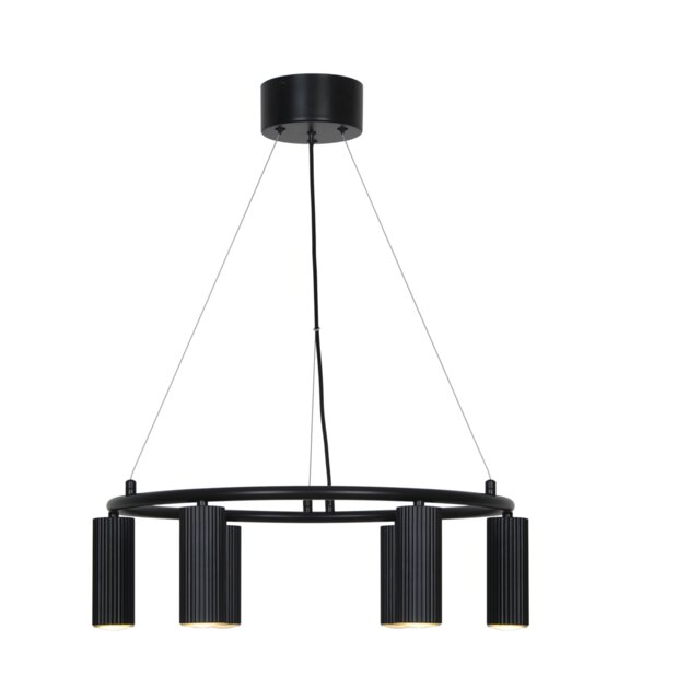 Nordlux Vico Indoor Pendant Light Black Aluminium GU10 Ribbed - Mains Powered, IP20