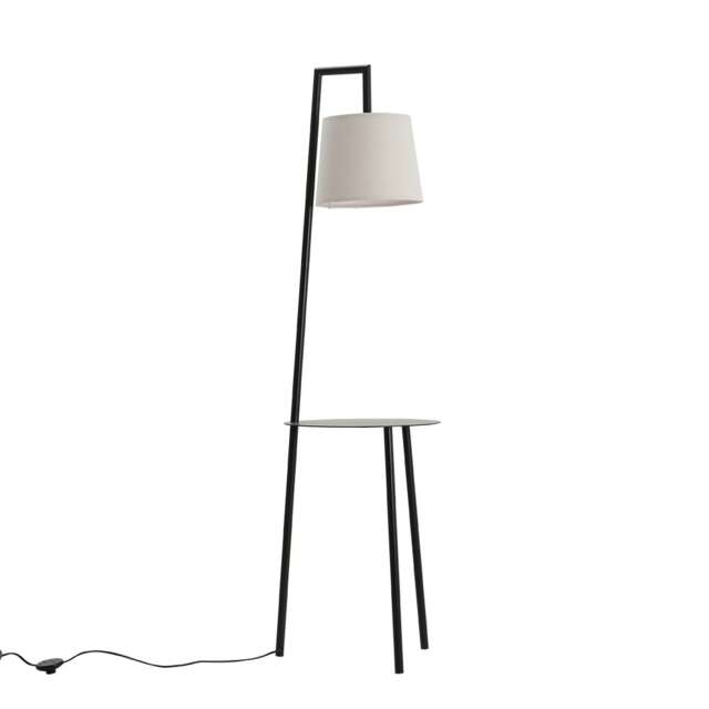 Living and Home Metal Tray Table Floor Lamp with Linen Lampshade