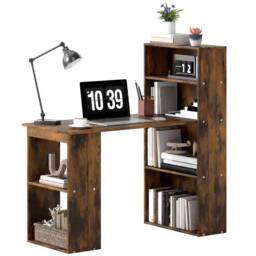 Industrial Rustic 120CM Computer Desk With 6 Storage Shelves