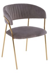 Orsina Soft Mink Velvet Dining Chair, Modern Dining Armchair, Mink and Gold Luxury Dining Chair for Home, Lounge