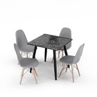 Ceramic Square Table Chairs Set Modern 4 Person Seater Kitchen Dining Room 80cm Multi Crimea Shinny Table & Grey Chairs