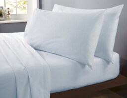 Flannelette Housewife pillowcase Pair (75x50 cm) Blue Standard