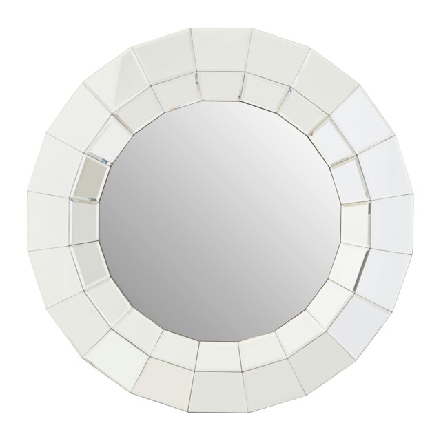 Puzzle Round Wall Mirror Silver