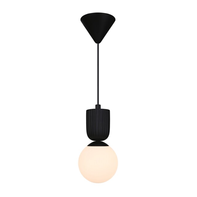 Nordlux Sadie Indoor Pendant Light Black Ceramic E14 Ribbed - Mains Powered, IP20