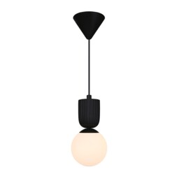 Nordlux Sadie Indoor Pendant Light Black Ceramic E14 Ribbed - Mains Powered, IP20